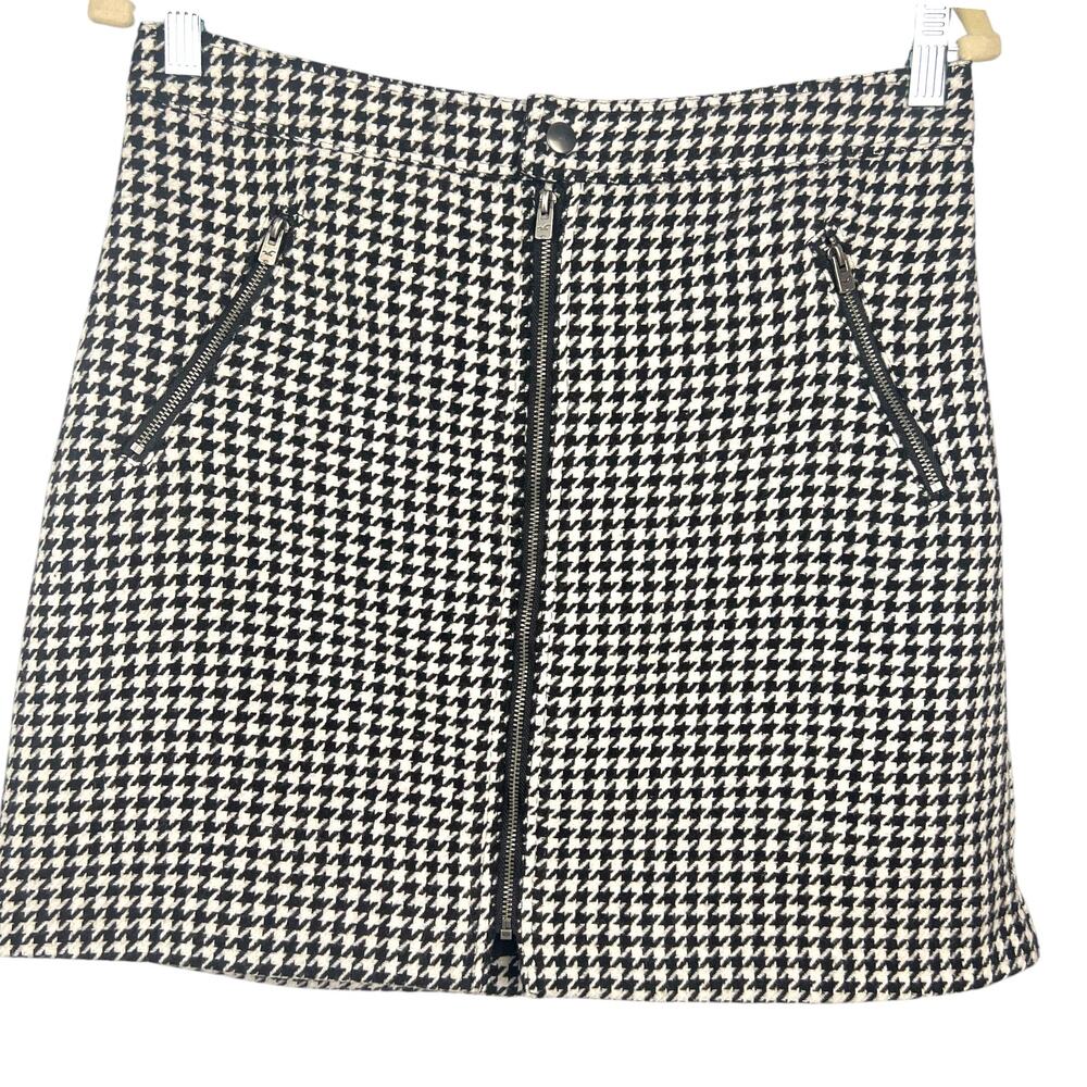 HOLLISTER Ultra High Rise Houndstooth Wool Blend Skirt Lg Preppy Schoolgirl
